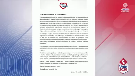 Carlos Bruce: "Hay que esperar el resultado final para evaluar escenarios futuros"