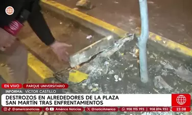 Reportan destrozos en plaza San Martín tras enfrentamientos